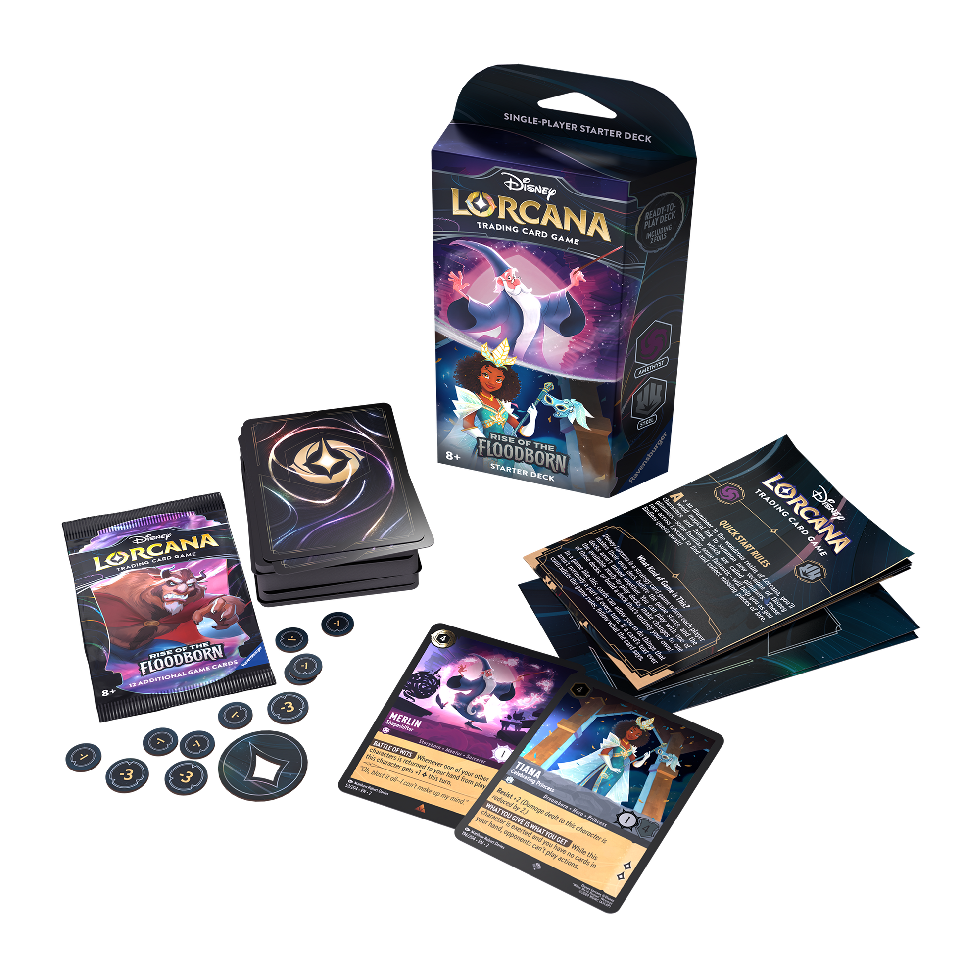 Disney Lorcana: Rise of the Floodborn Amethyst and Steel Starter Deck