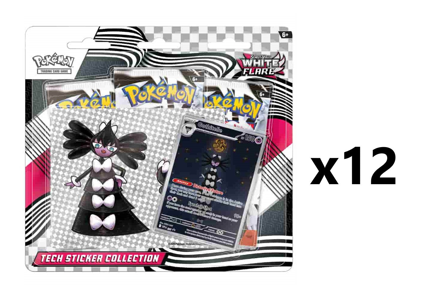 Pokemon White Flare SV10.5 3-Pack Tech Sticker Collection [x12] Case